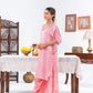 Pink Cinched Sleeves Kurta With Haram Pants