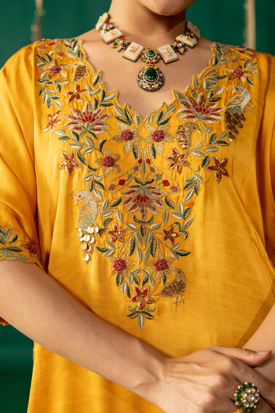 Yellow Phiran With Salwar Set