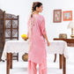 Pink Cinched Sleeves Kurta With Haram Pants