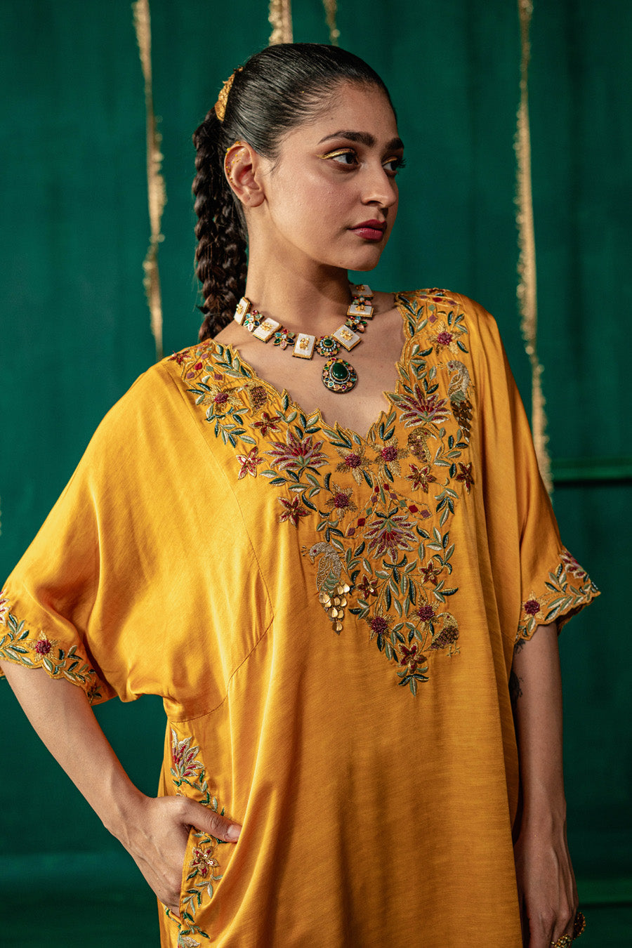 Yellow Phiran With Salwar Set