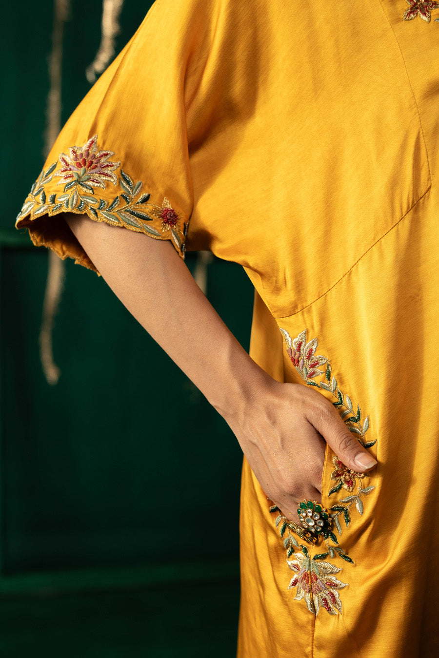 Yellow Phiran With Salwar Set