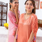 Peach Cinched Sleeves Kurta With Haram Pants