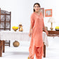 Peach Cinched Sleeves Kurta With Haram Pants