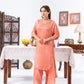 Peach Cinched Sleeves Kurta With Haram Pants