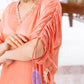 Peach Cinched Sleeves Kurta With Haram Pants