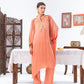Peach Chiffon Kaftan And Pant With Inner