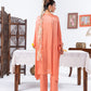Peach Chiffon Kaftan And Pant With Inner