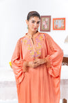 Peach Chiffon Kaftan And Pant With Inner