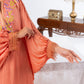 Peach Chiffon Kaftan And Pant With Inner