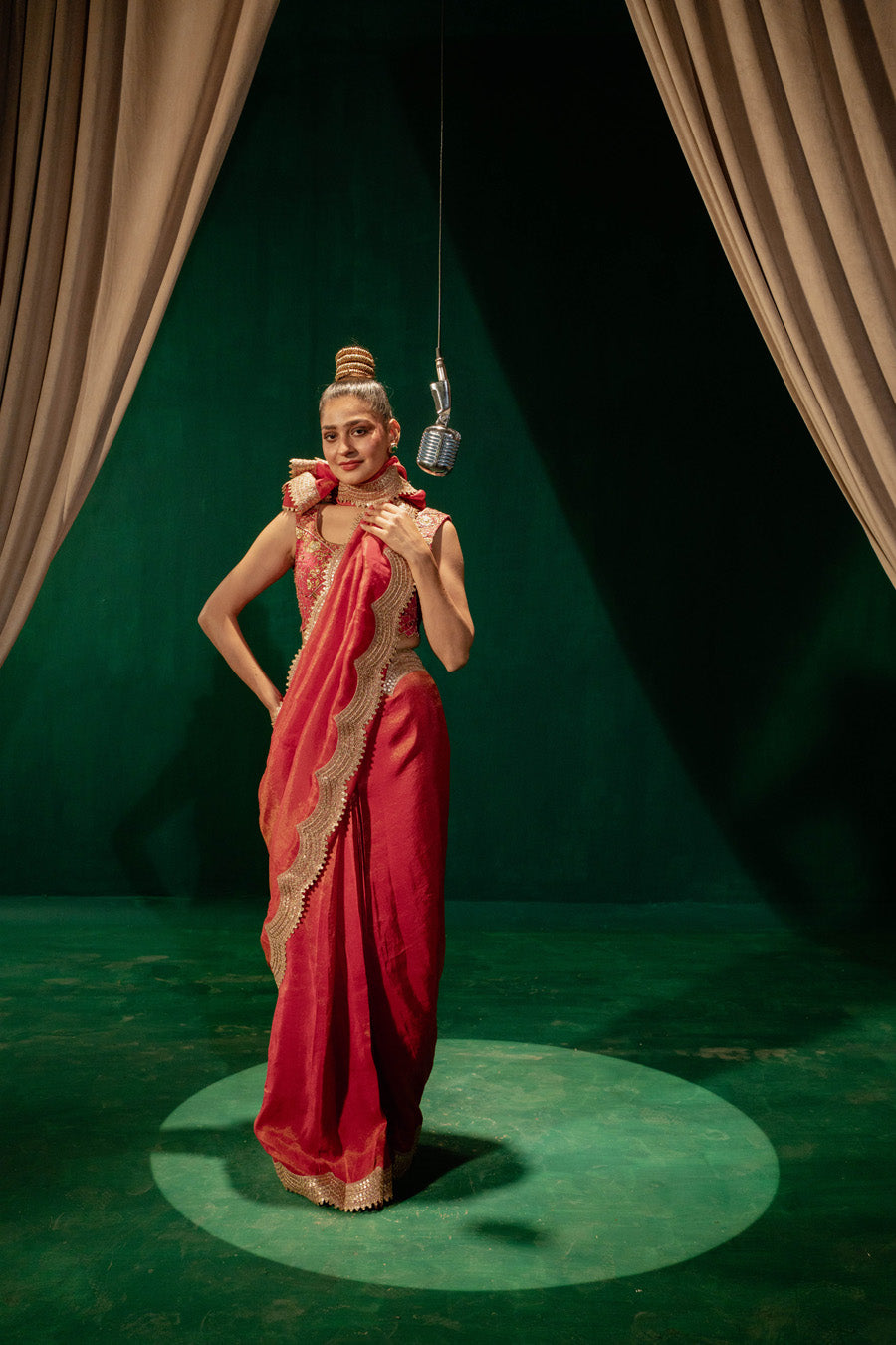 Hot Pink Saree And Blouse