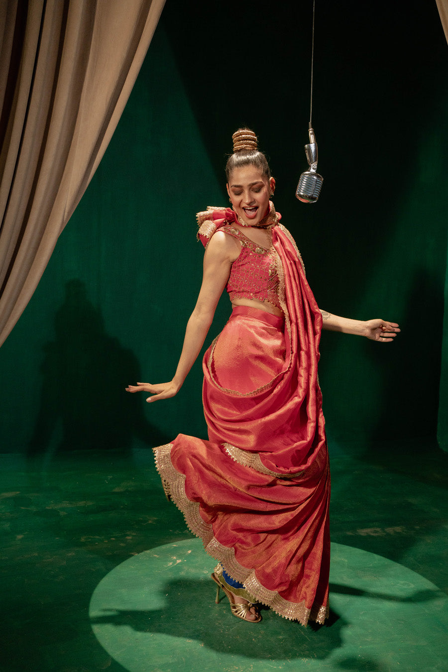 Hot Pink Saree And Blouse