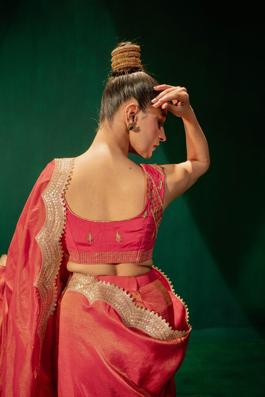 Hot Pink Saree And Blouse