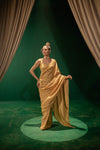 Golden Saree And Blouse Set