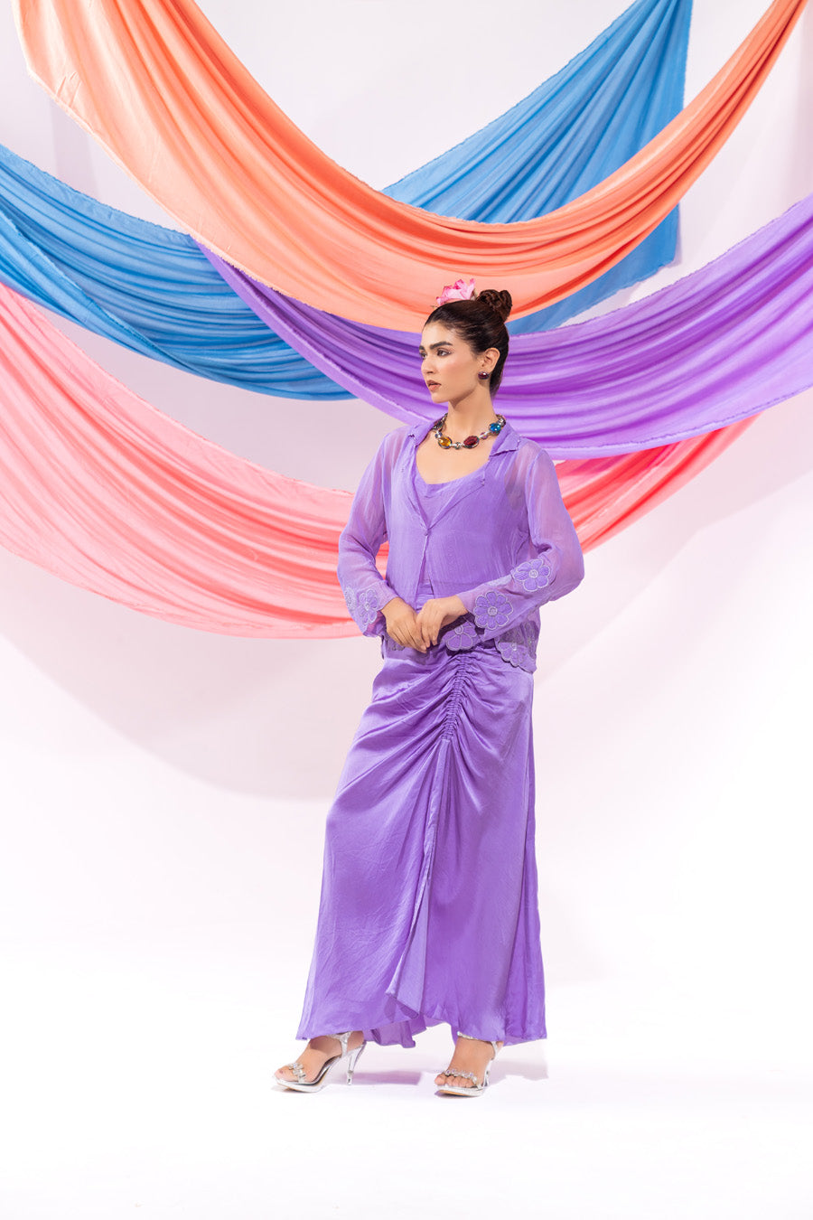 Purple coat witn inner and skirt