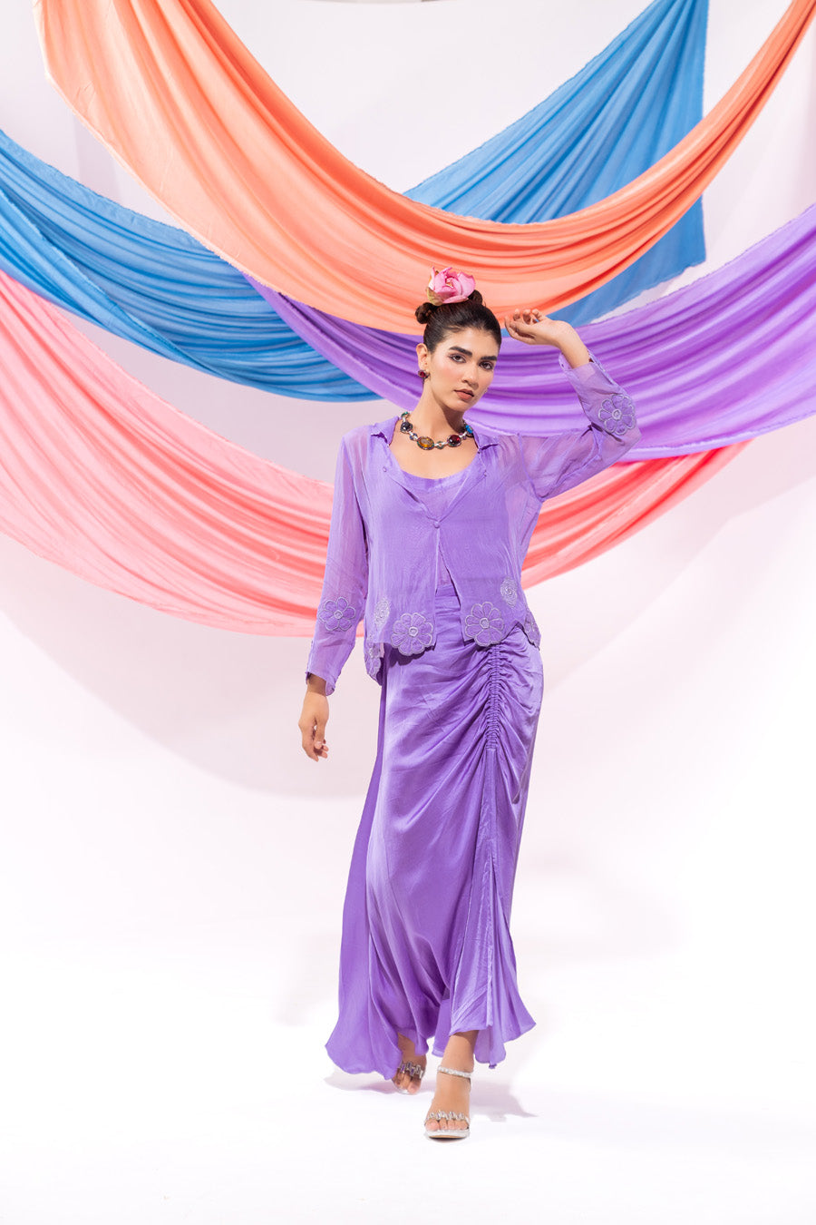 Purple coat witn inner and skirt