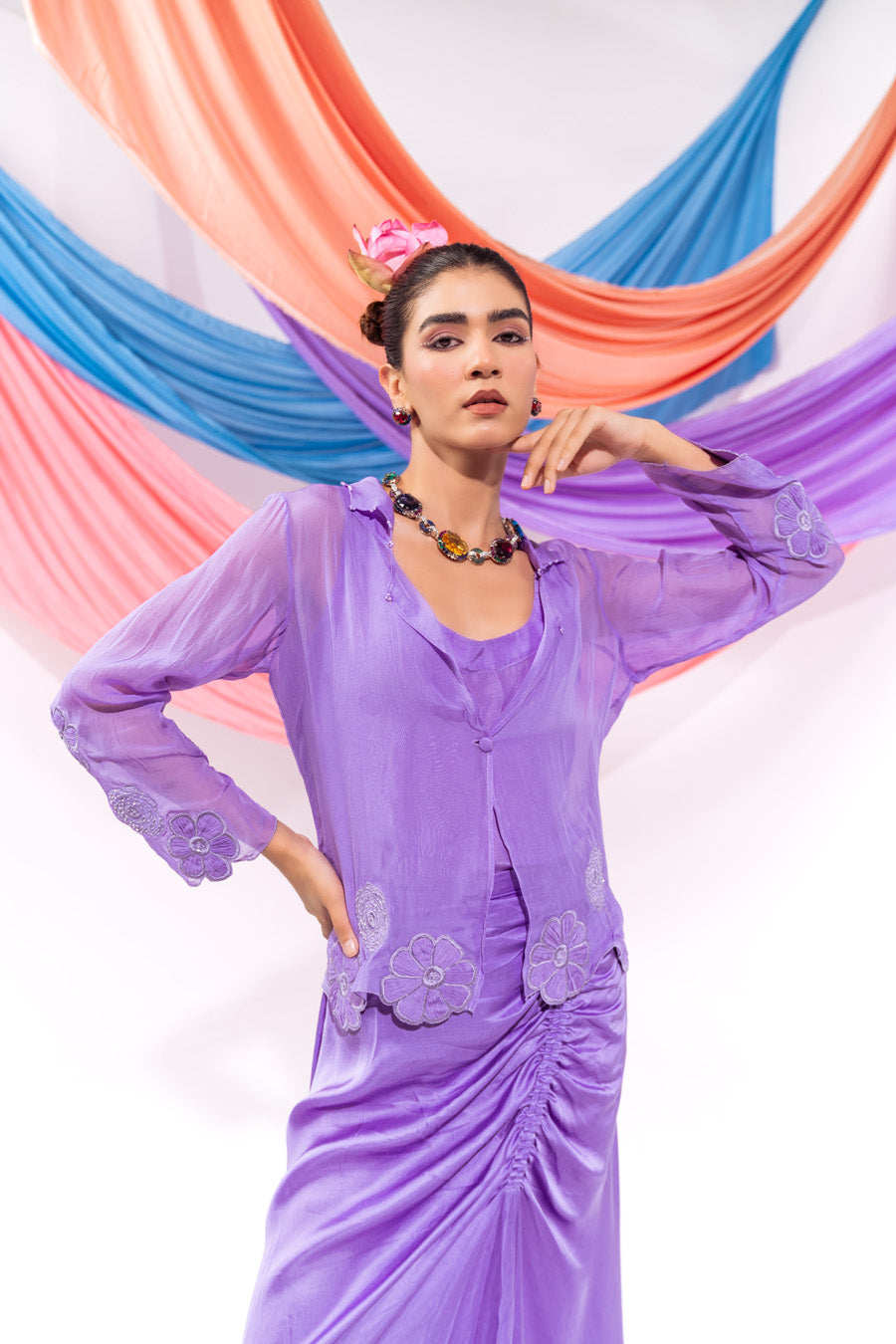 Purple coat witn inner and skirt