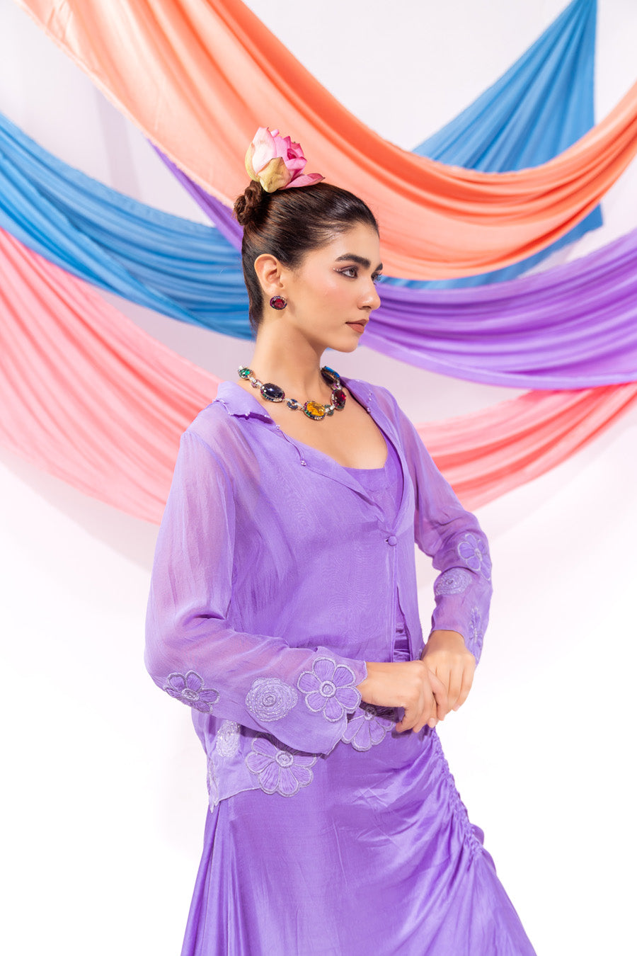 Purple coat witn inner and skirt