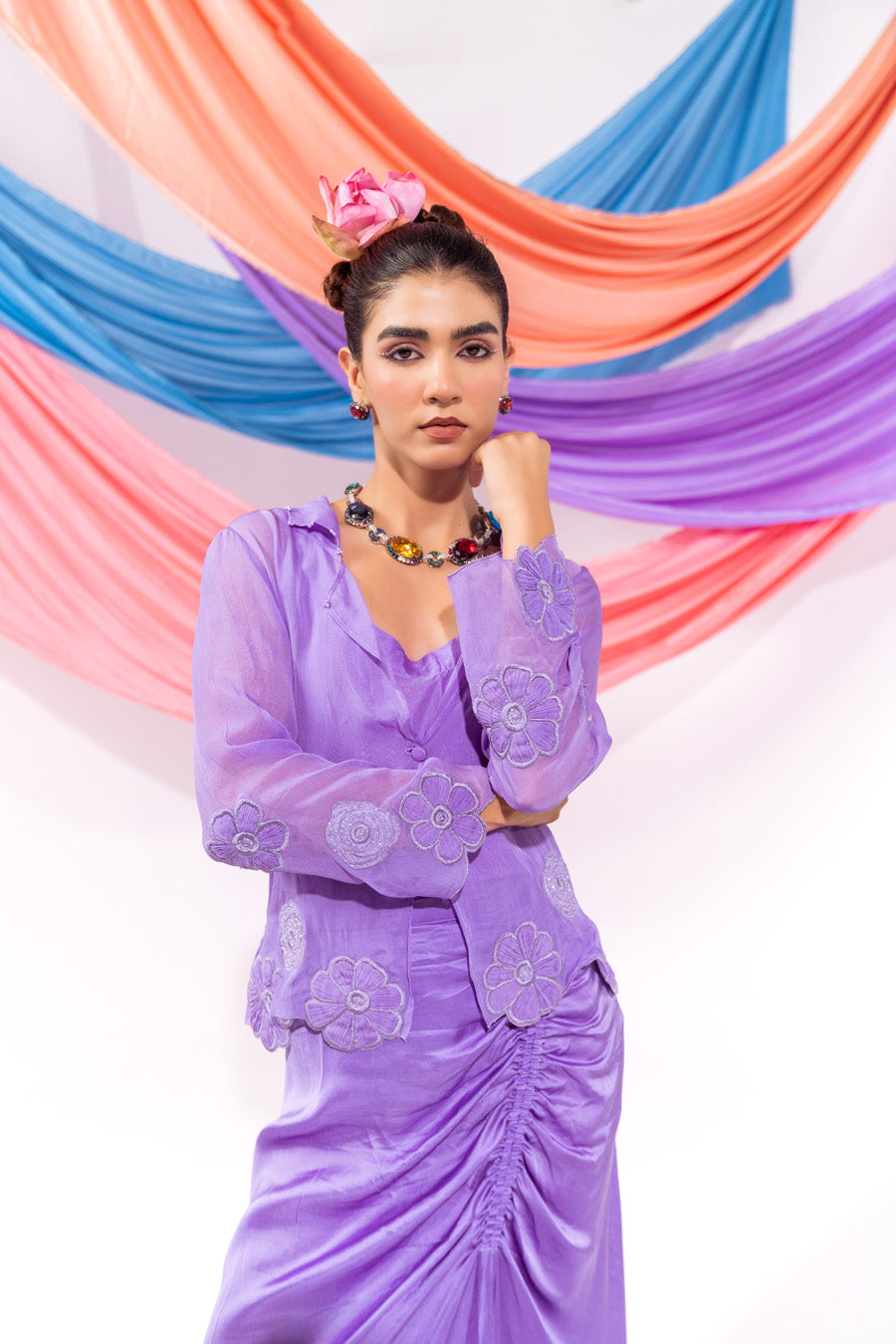 Purple coat witn inner and skirt