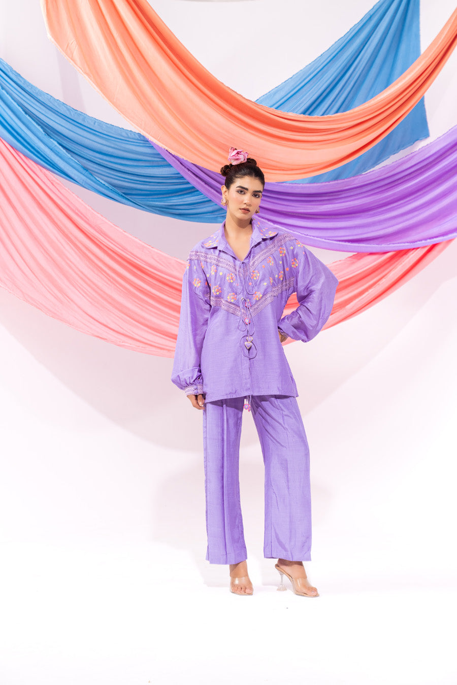 Purple Drawstring Shirt And Pant