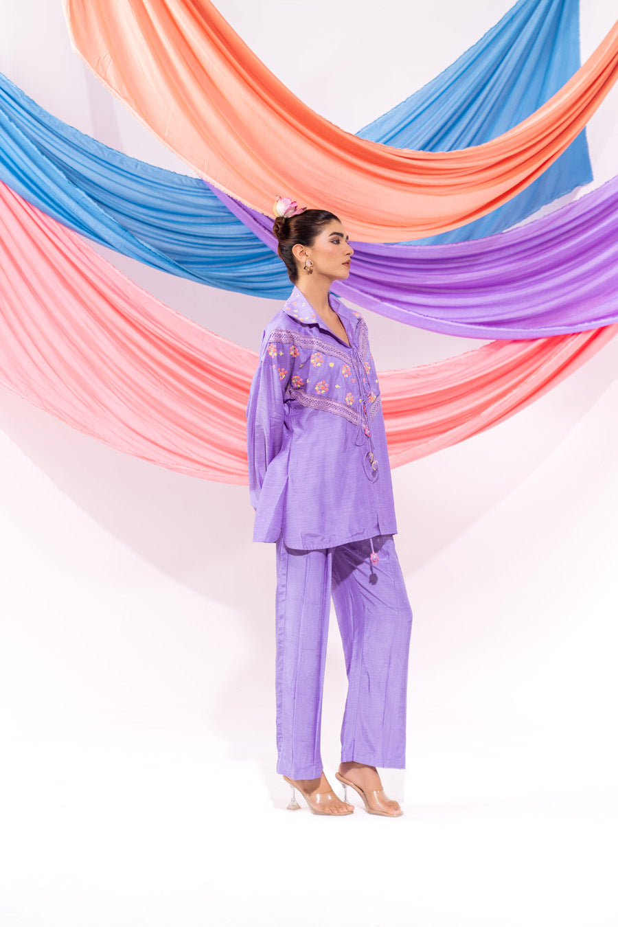 Purple Drawstring Shirt And Pant