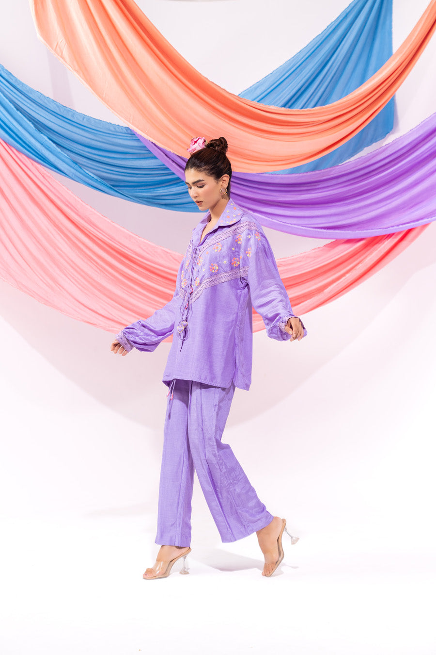 Purple Drawstring Shirt And Pant