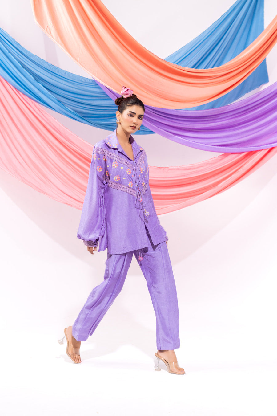 Purple Drawstring Shirt And Pant