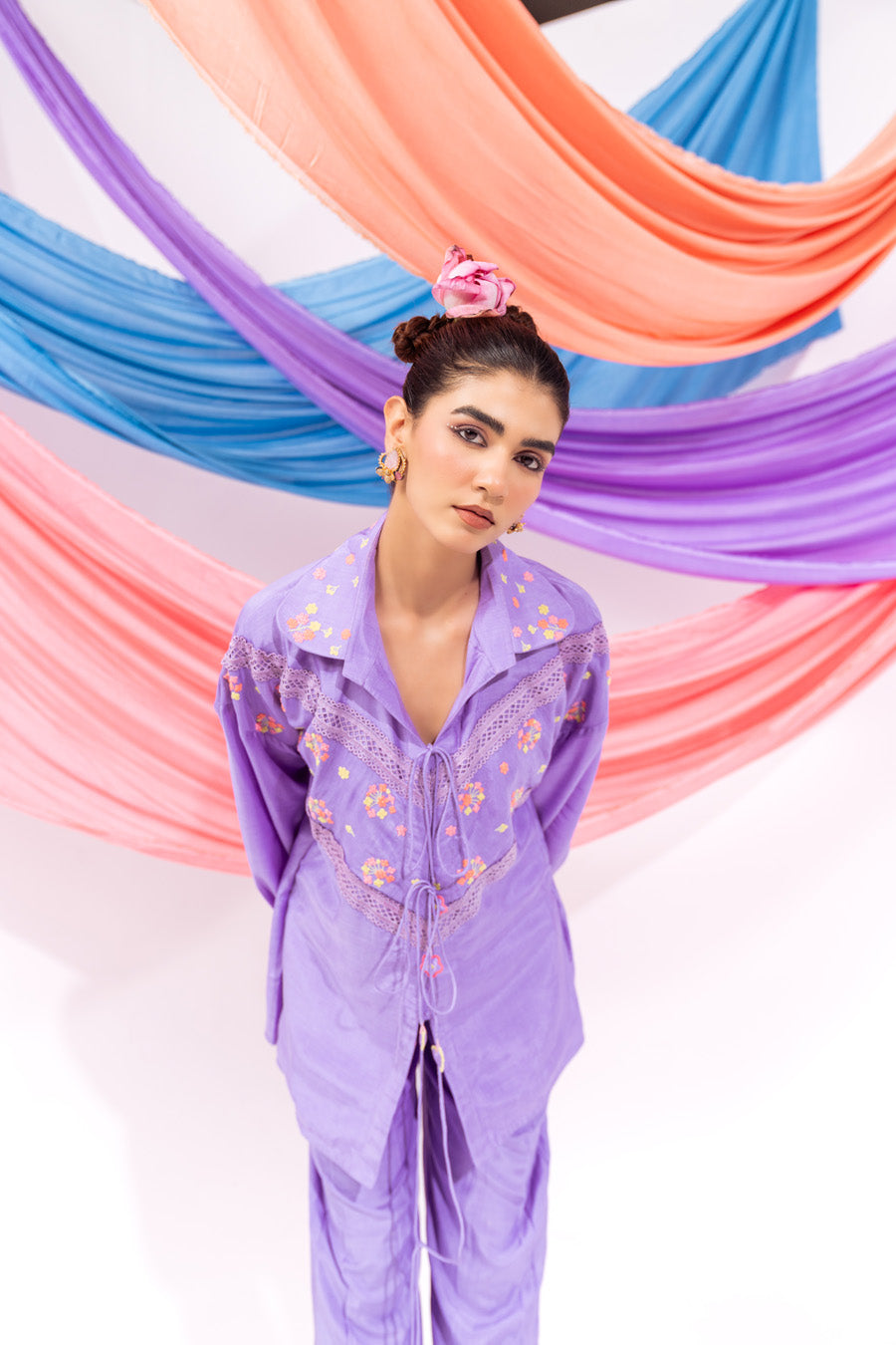 Purple Drawstring Shirt And Pant