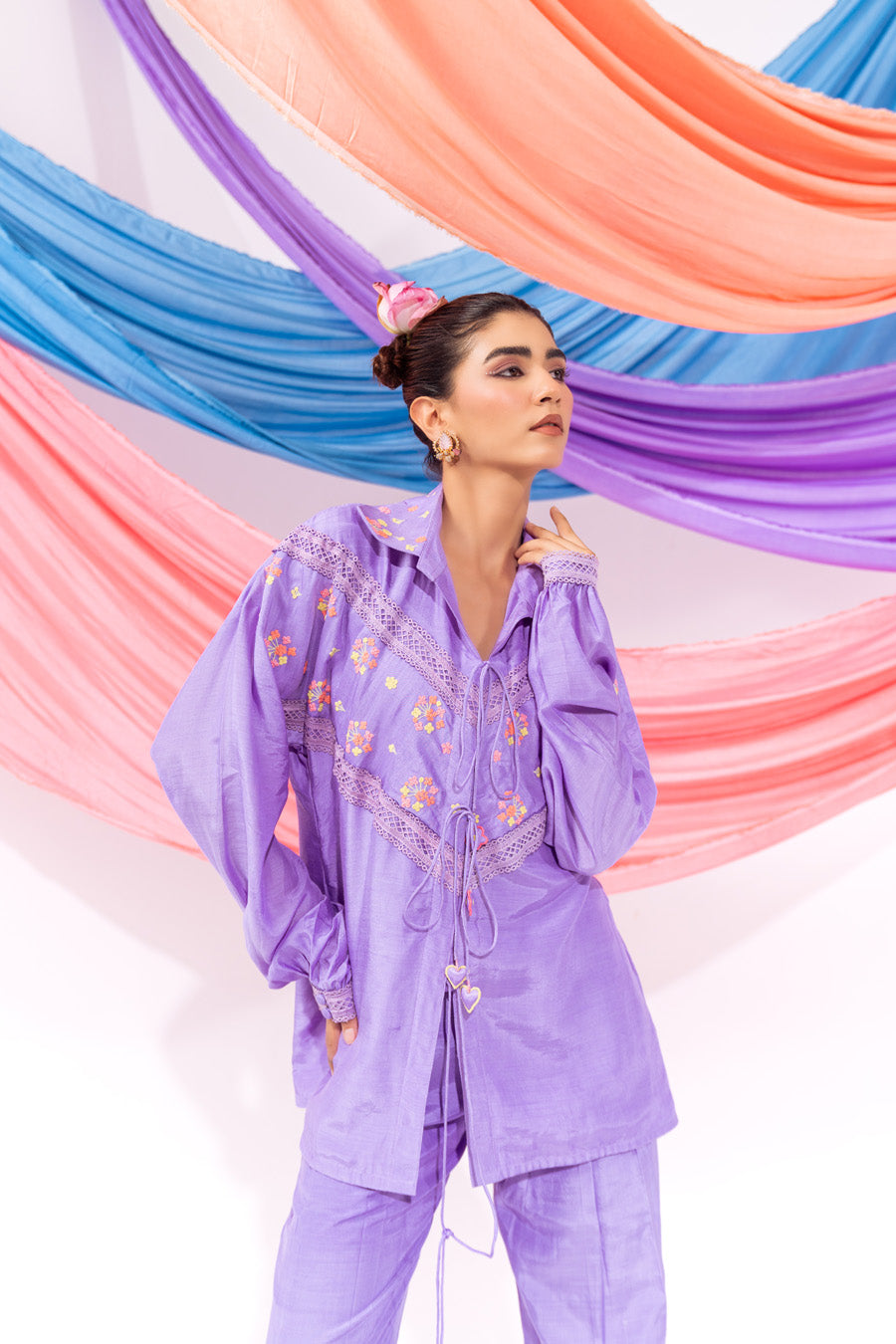 Purple Drawstring Shirt And Pant