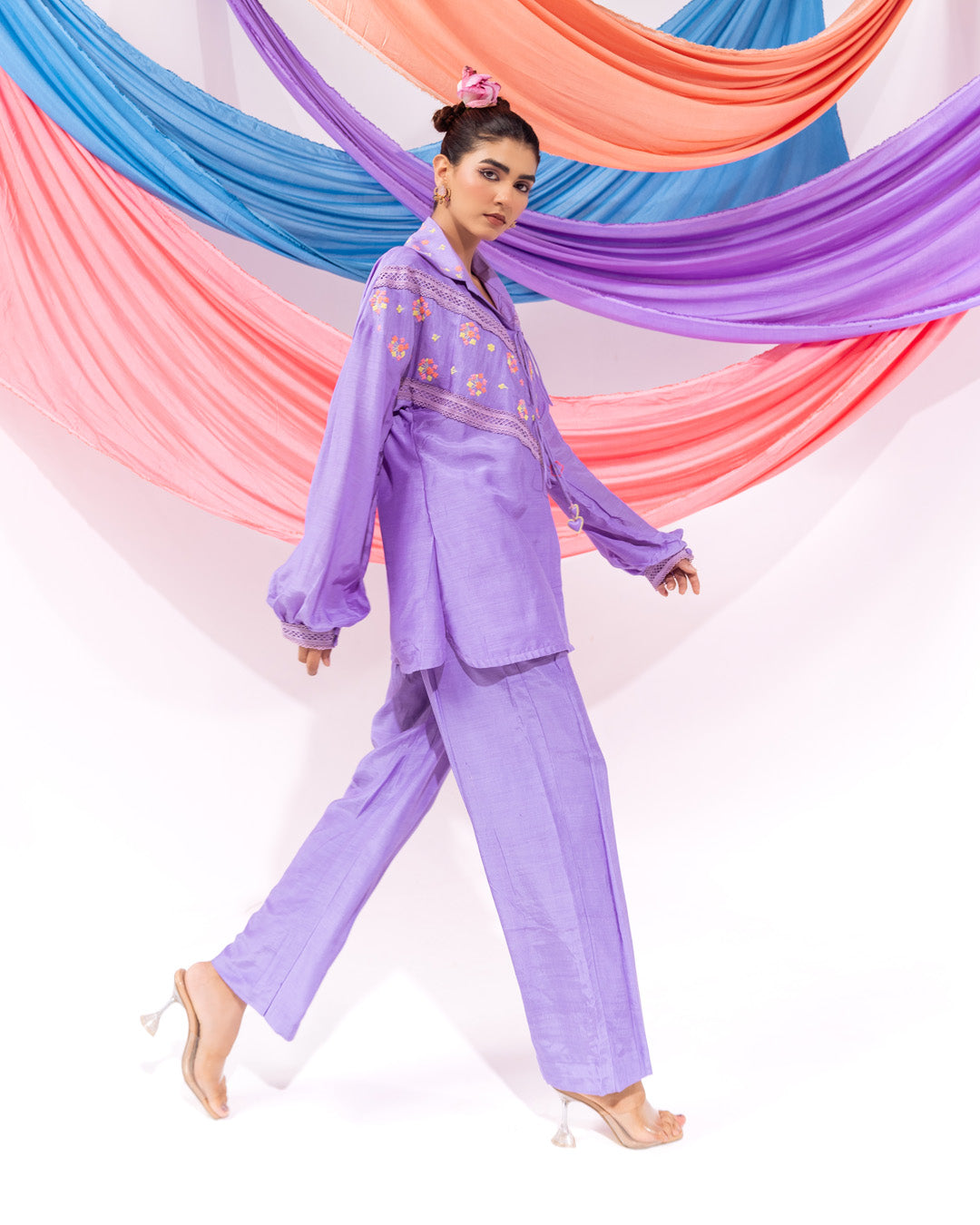 Purple Drawstring Shirt And Pant