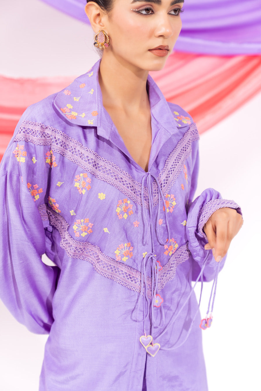 Purple Drawstring Shirt And Pant
