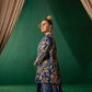 Blue Jacket With Zari Saree And Blouse