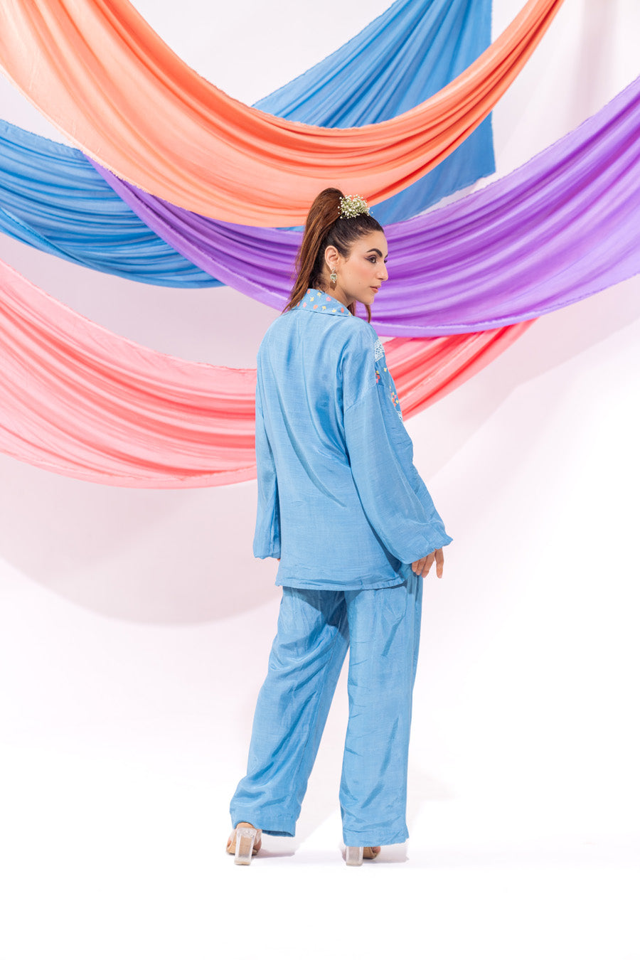 Blue Drawstring Shirt And Pant