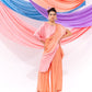 Peach And Pink Ombre Drape Kurta Set