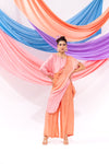 Peach And Pink Ombre Drape Kurta Set