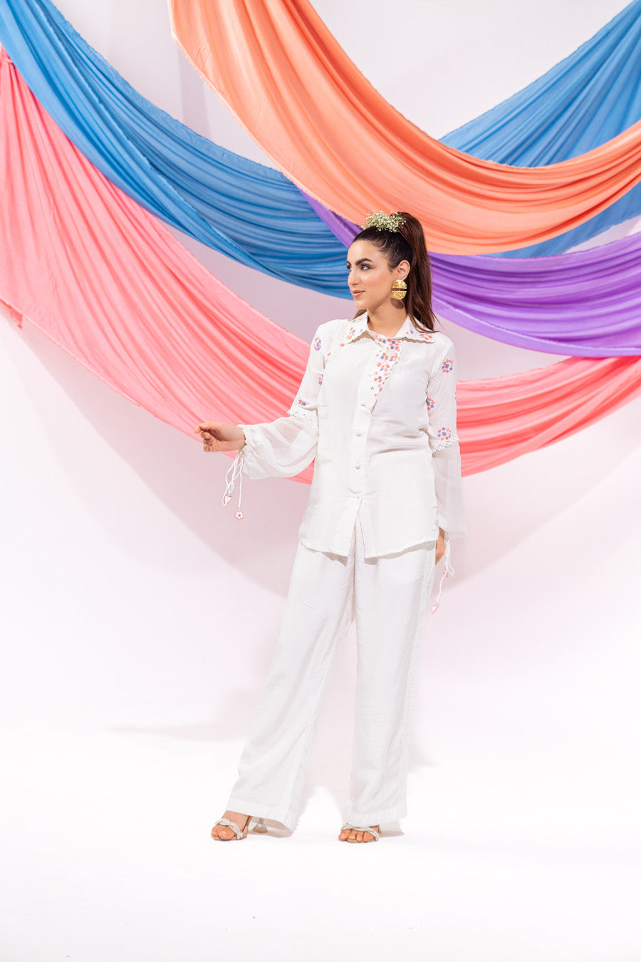 White Overlap Shirt And Pants