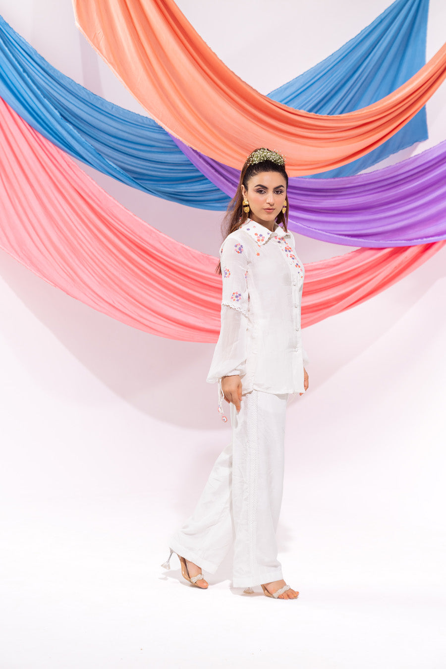 White Overlap Shirt And Pants