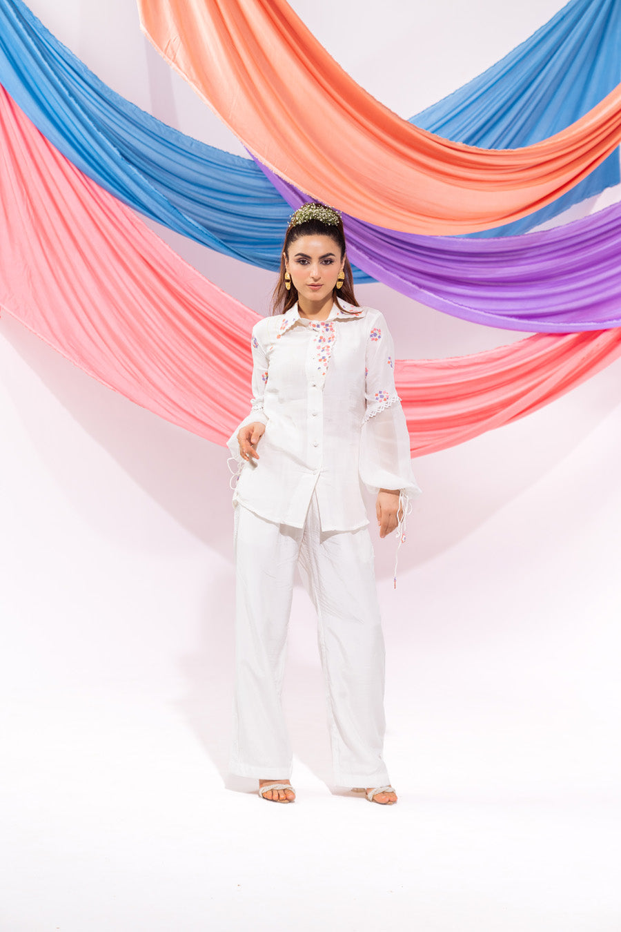 White Overlap Shirt And Pants