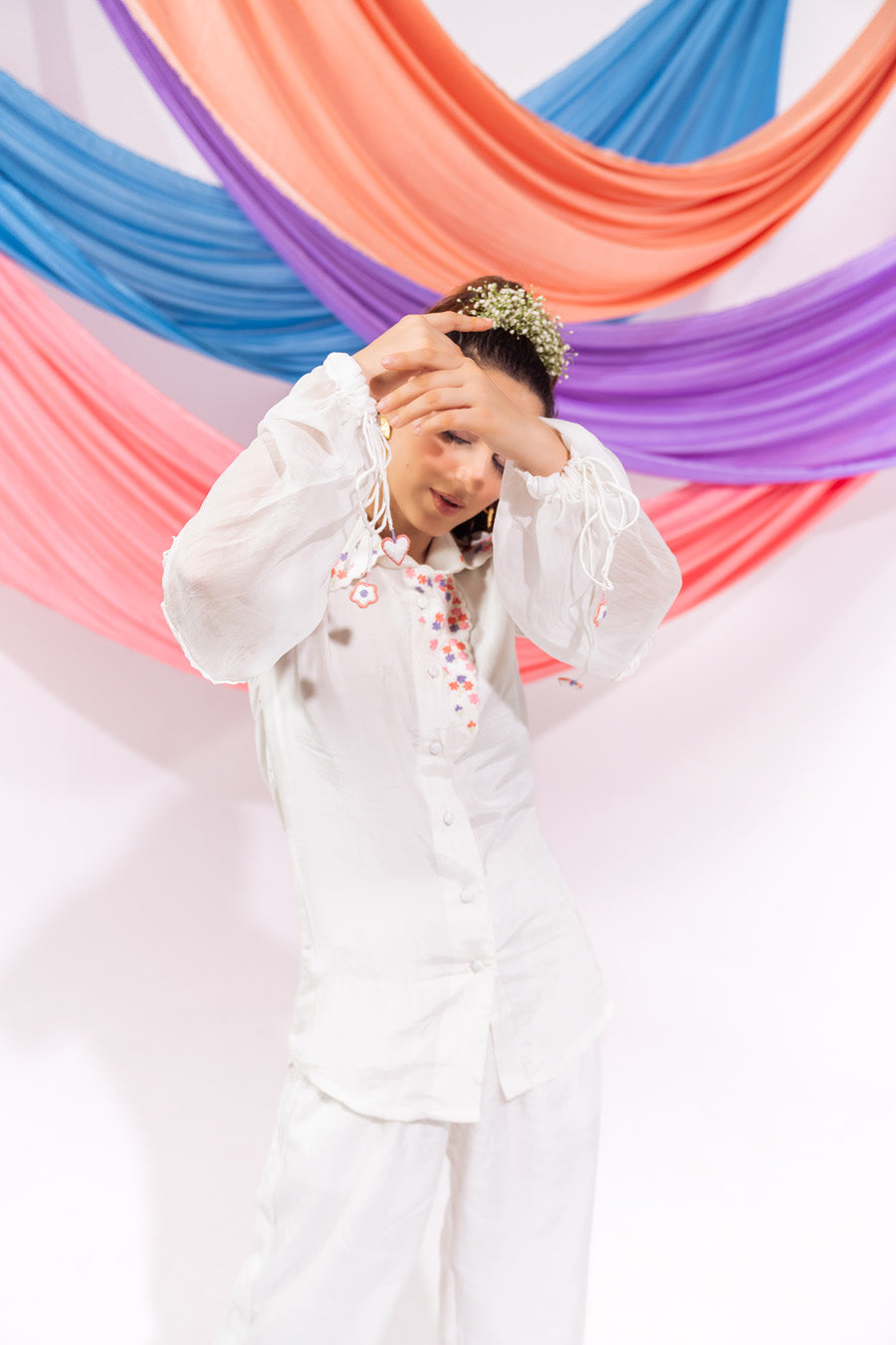 White Overlap Shirt And Pants