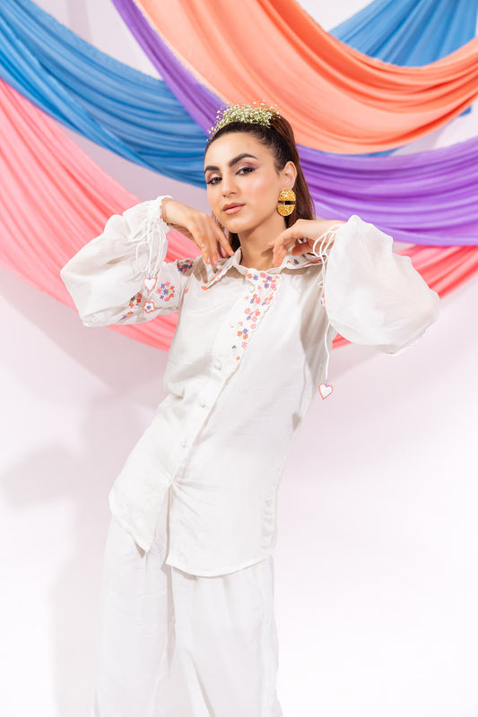 White Overlap Shirt And Pants