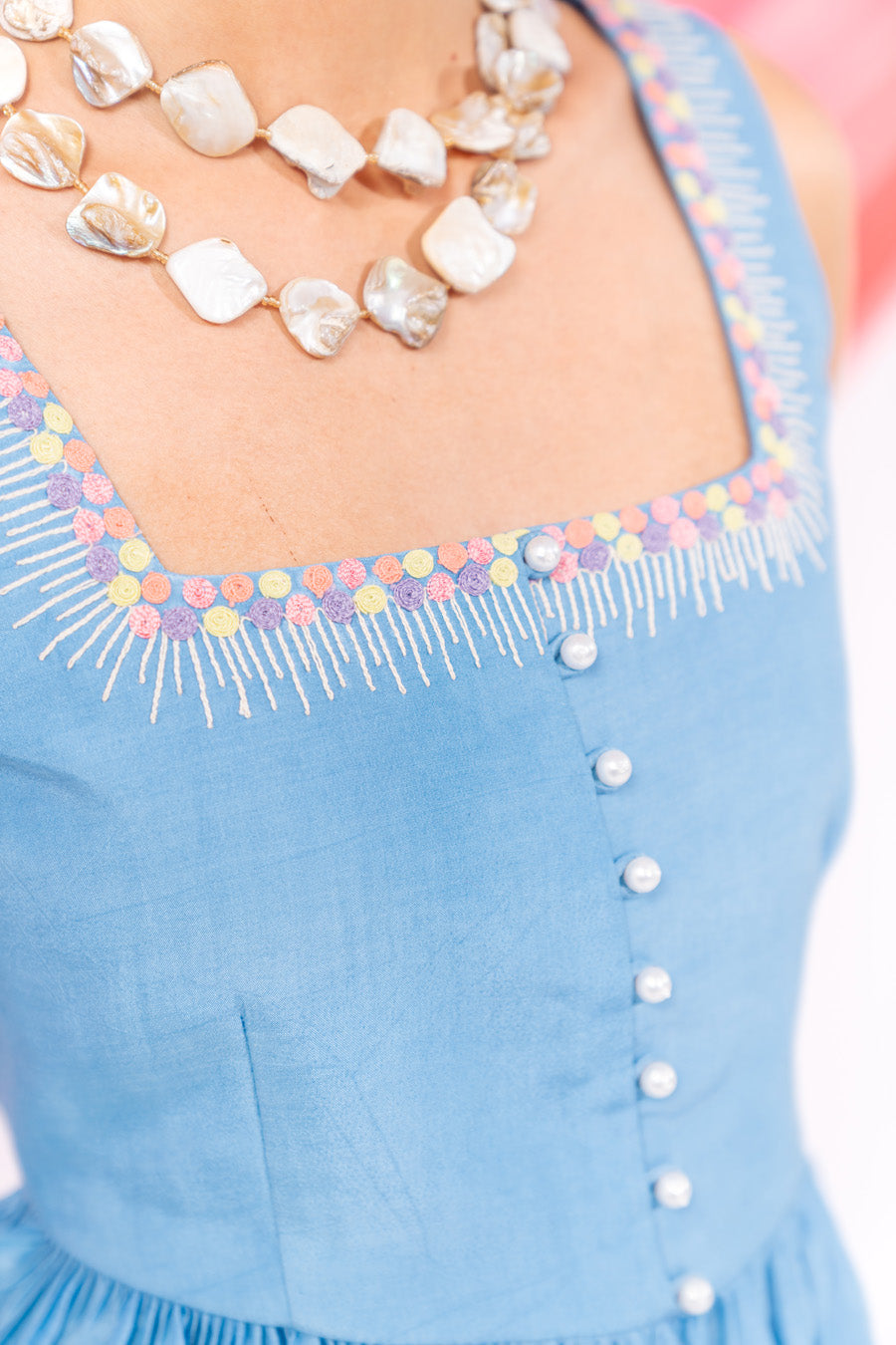 Blue Crop Top And Skirt