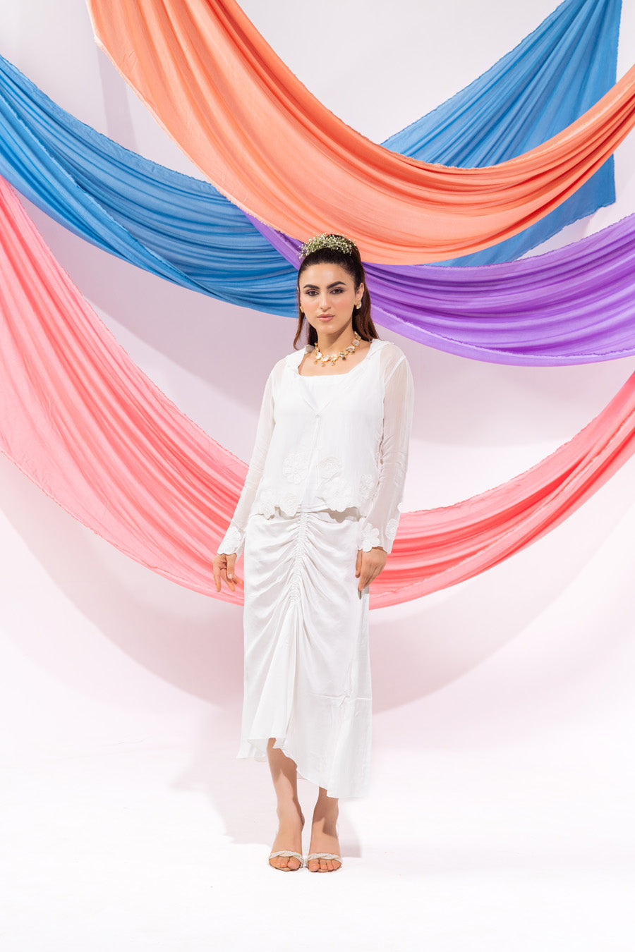 White Coat With Inner And Skirt