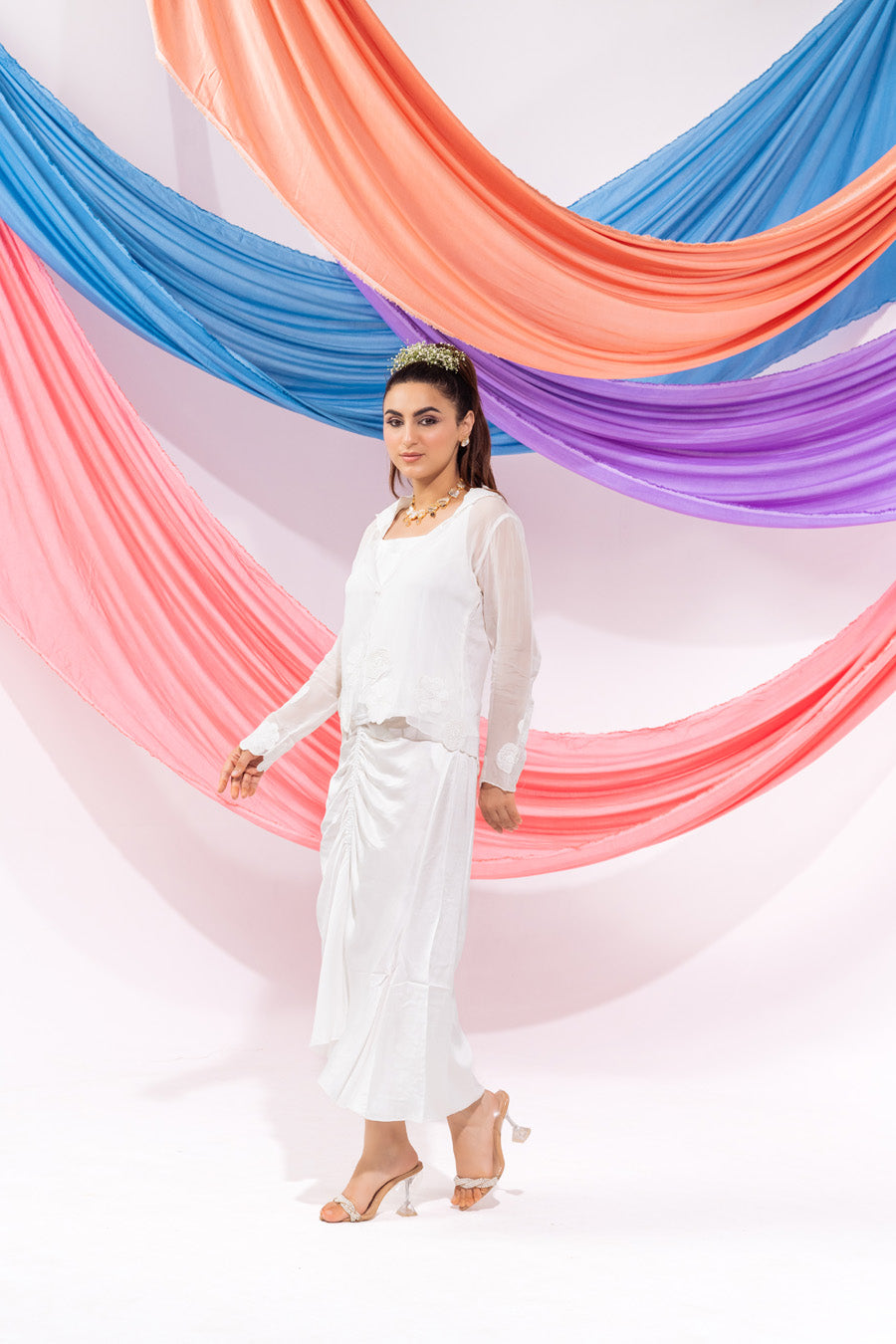 White Coat With Inner And Skirt