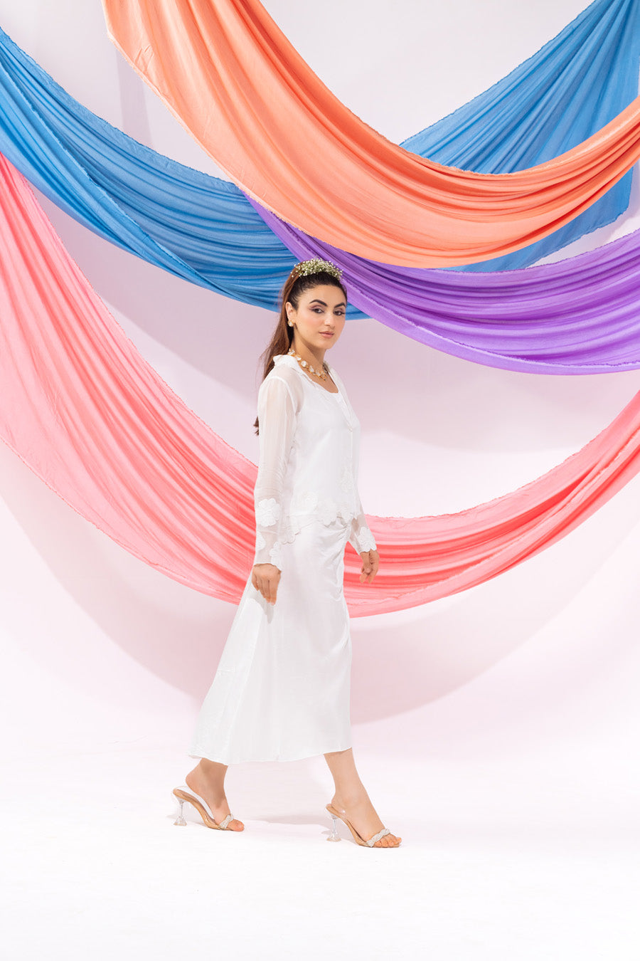 White Coat With Inner And Skirt