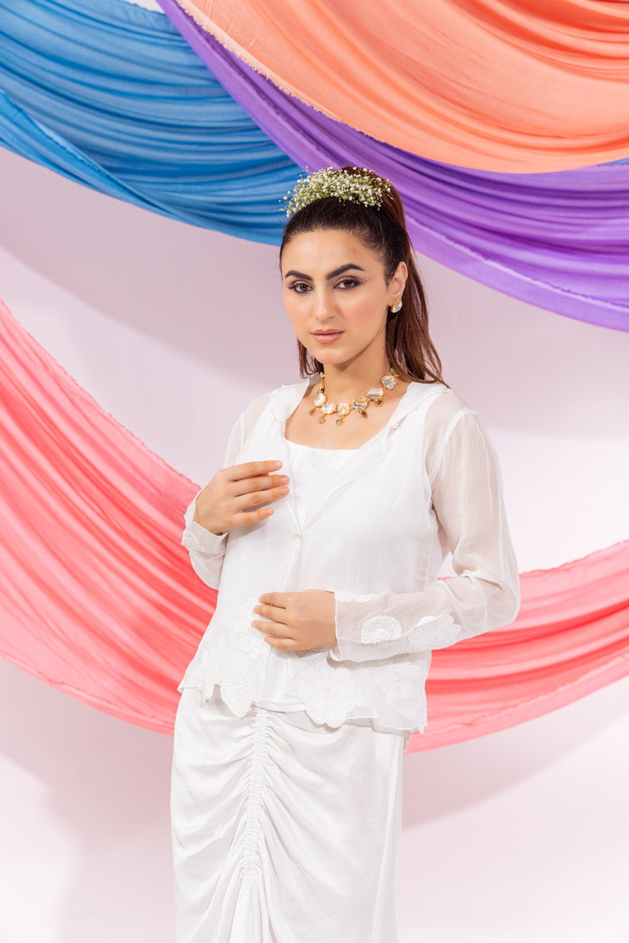 White Coat With Inner And Skirt