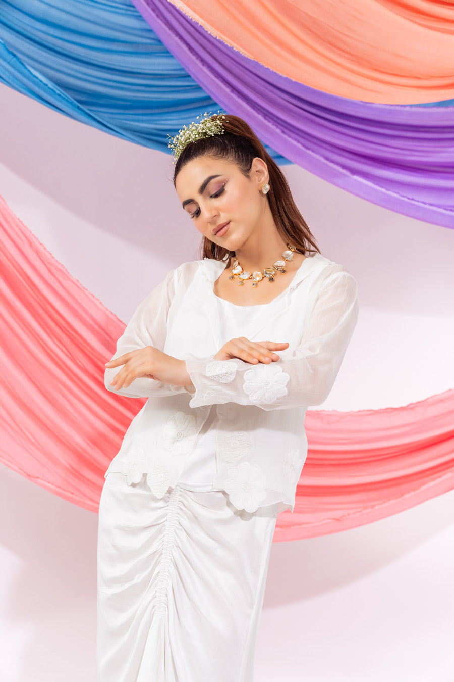 White Coat With Inner And Skirt