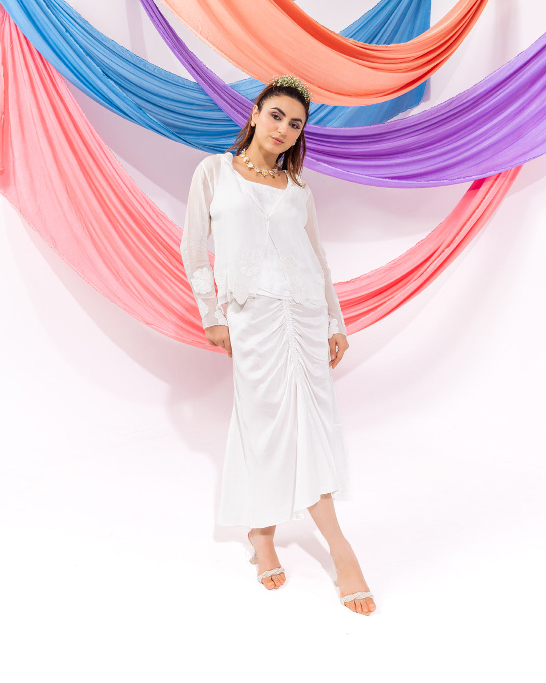 White Coat With Inner And Skirt