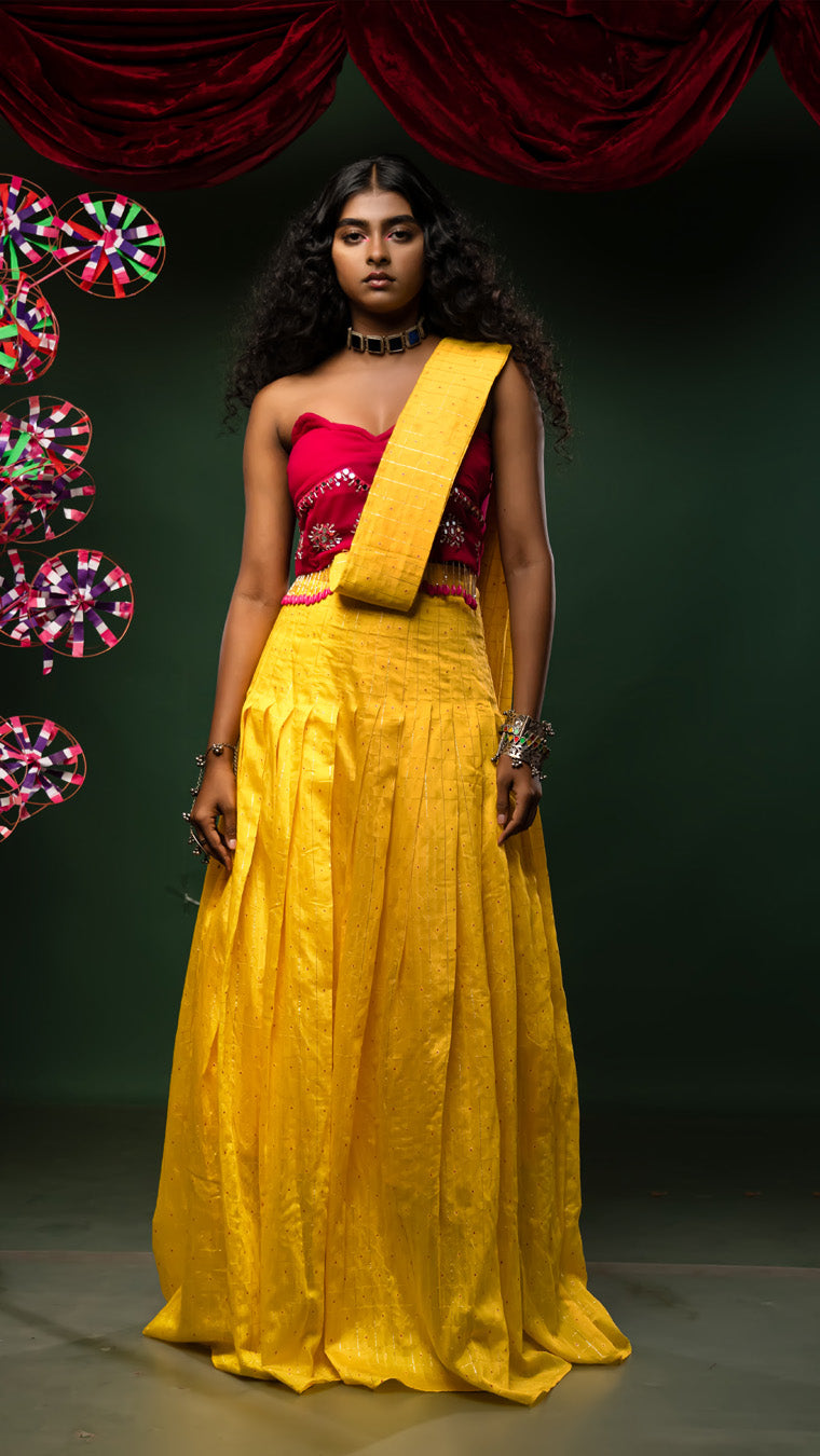 Phuljhari saree set (pre - draped saree)