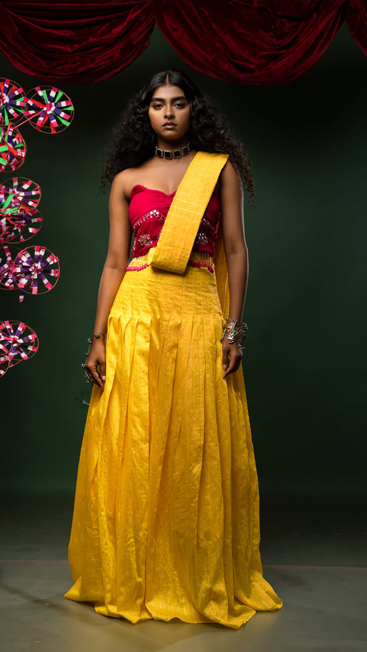 Phuljhari saree set (pre - draped saree)