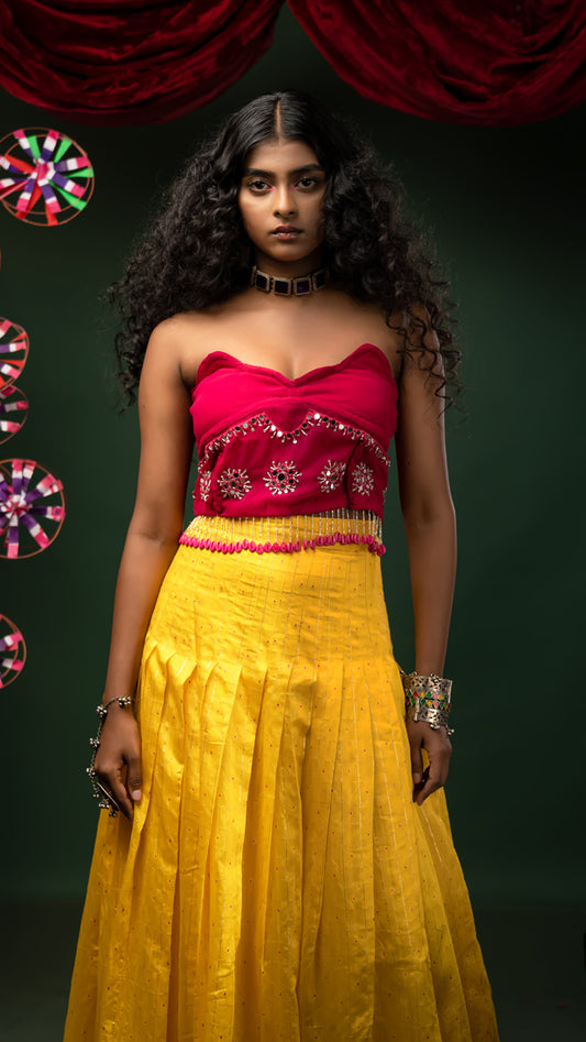 Phuljhari saree set (pre - draped saree)