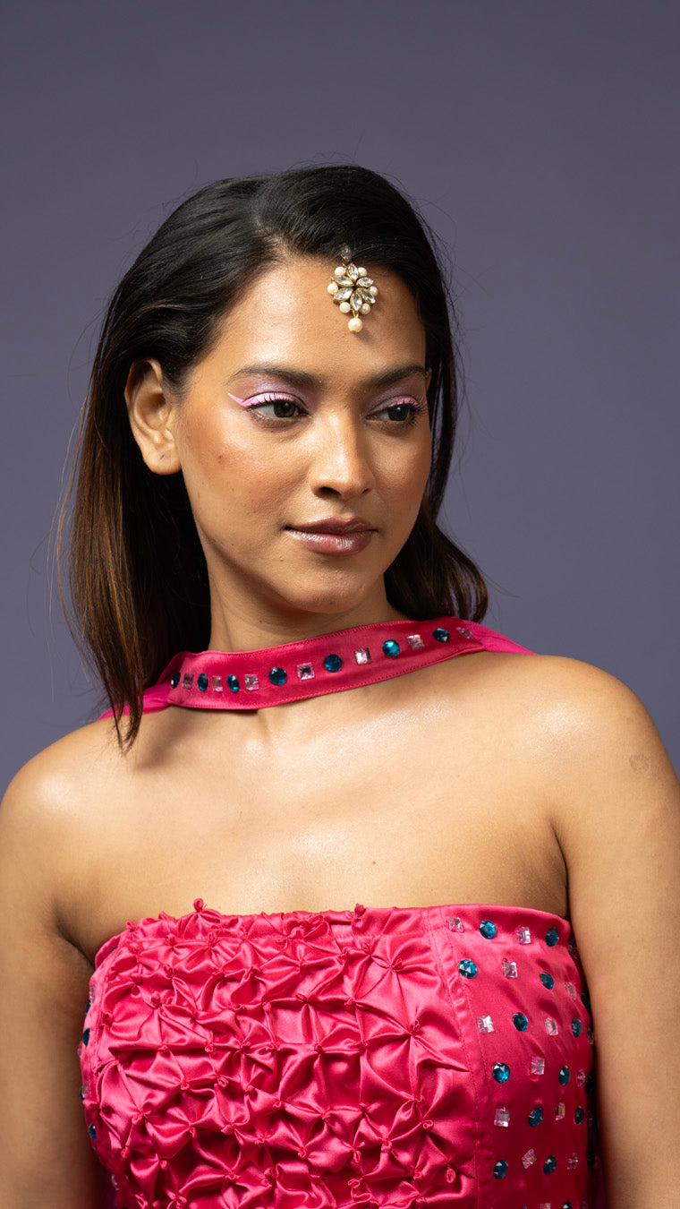 Candy floss long tail fitted skirt set